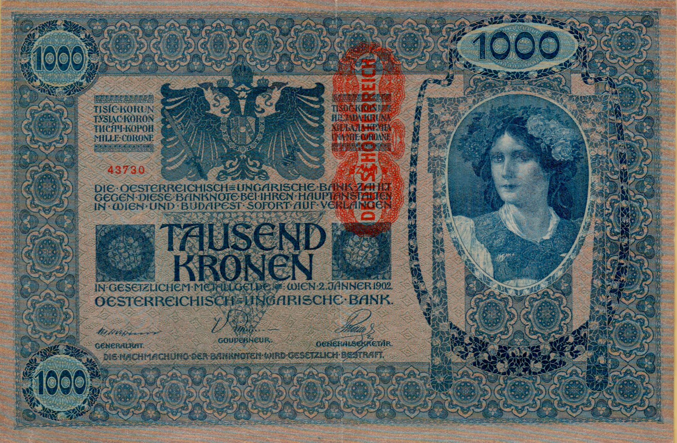 Austria 1000 1919 VF P-59