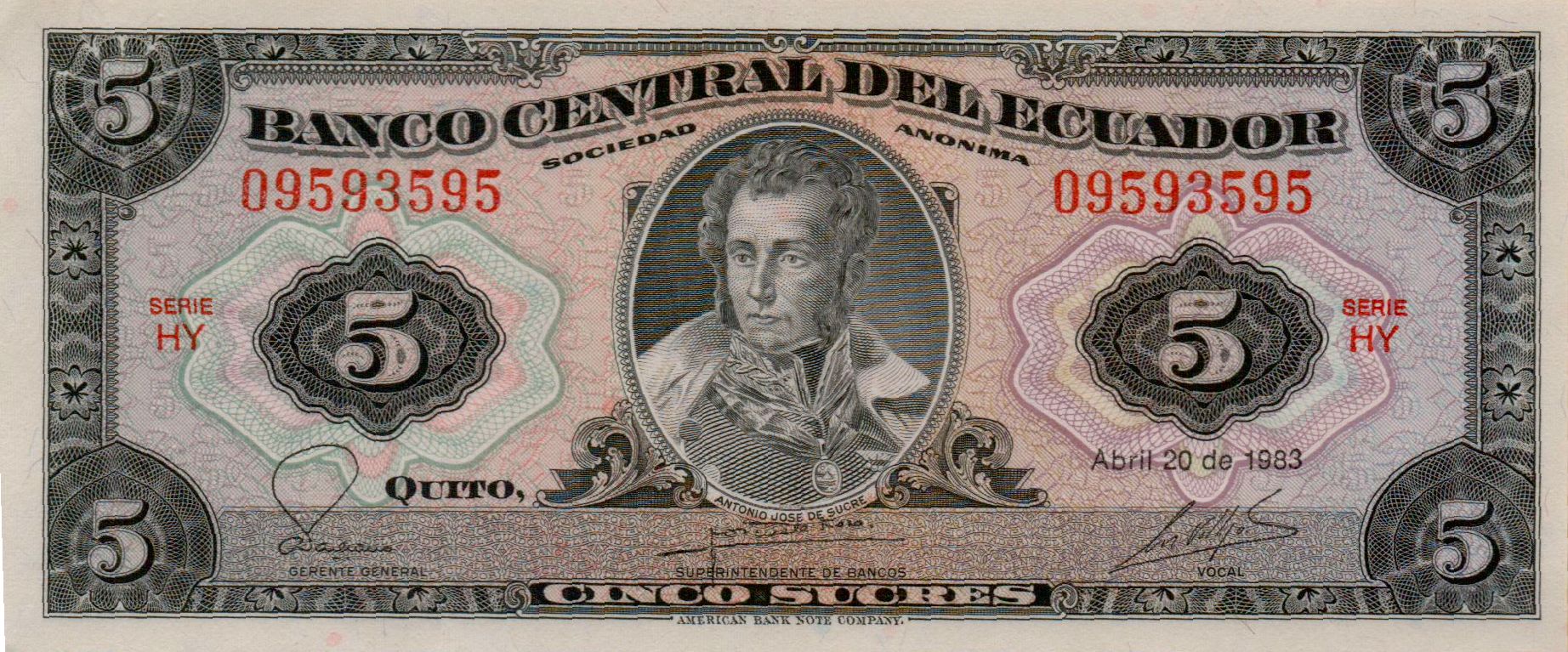 Ecuador 5 1983 UNC P-108/B1983-HY1